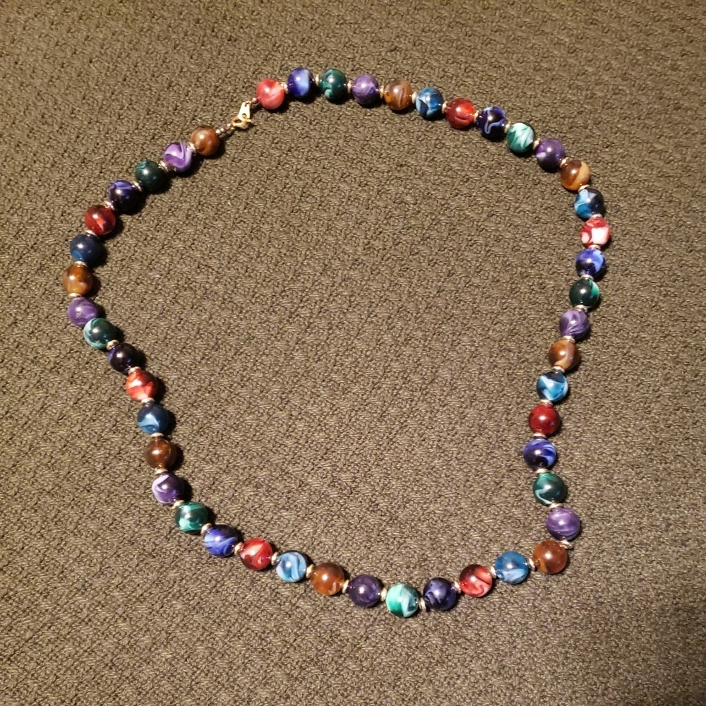 Vintage Marble Like Beads Necklace